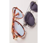 Wesley Oversized Aviator Sunglasses at Free People in Chocolate With Blue Lens - female