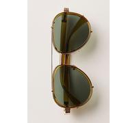 Wesley Oversized Aviator Sunglasses at Free People in Olive With Olive Lens - female