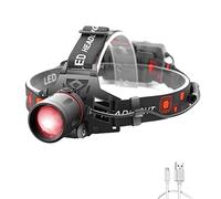 WESLITE 2 in 1 Head Torch With Red and White Light, USB Rechargeable Hunting Headlamp, Zoomable for Night Vision, Astronomy, Stargazing, Sailing (Red+White LED)