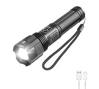 WESLITE 6000 Lumens LED Torch USB Rechargeable, XHP70 Super Powerful Torches LED Super Bright Handheld Flashlight High Lumens Tactical Torch Zoomable & 5 Modes for Camping Hiking Fishing