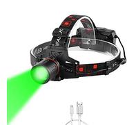 WESLITE Green Light Head Torch for Night Vision, Ultra Bright Green Headlamp USB Rechargeable LED Hunting Headlight Zoomable Green Head Light for Hunting Fishing Camping (White & Green Light)