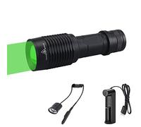 WESLITE Green Light Torch, 1200 Lumens Green Torch Rechargeable 1 Mode Green LED Flashlight for Hunting Zoomable Predator Light Hunting Lamp Tactical Torch with Pressure Pad & Rechargeable Battery