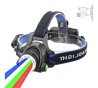 WESLITE Multi Colored Head Torch 4 in 1, LED Rechargeable Head Torch with White Red Green Blue Light, 800 Lumen 4 Colours Changing Headlamp Zoomable for Light Painting, Photography, Camping, Fishing