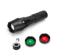 WESLITE Multicoloured Torch with Red Green Filter, 1000 Lumens Red Green White Tactical Torch LED Super Bright Magnet Flashlight with 3 Colors Exchange Glass Lens 5 Modes Zoomable Signal Torches