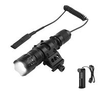 WESLITE Tactical Torch, 1200 Lumens High Powered Rechargeable Airsoft Flashlight with Pressure Switch Waterproof Hunting Light with Rail Mount Zoomable & 5 Modes(Battery & Charger Included)