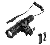 WESLITE Tactical Torch LED Rechargeable, 1200 Lumens Super Bright Matte Black Tactical Flashlight for Hunting with Pressure Pad, QD Offset Rail Mount and Battery Charger Zoomable & 5 Modes
