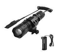 WESLITE Tactical Torch Rechargeable, 1200 Lumens Super Bright Matte Black Hunting Flashlight Zoomable LED Hunting Light 5 Modes with Pressure Switch, Rail Mount, Battery and Charger