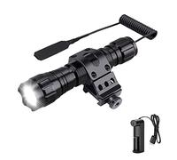 WESLITE Tactical Torch Rechargeable, 1300 Lumens Super Bright LED Hunting Flashlight Black Matte 1 Mode Waterproof Airsoft Torch with Pressure Pad, 45° Side Picatinny Mount, Battery and Charger