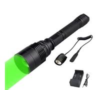 WESLITE Torch with Green Light for Hunting, Super Bright Green Light Flashlight Focus Adjustable 1 Mode Torch Green Light with Pressure Switch 350 Yards Long Range Outdoor Torch for Night Vision