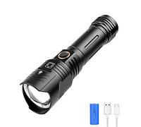WESLITE XHP90 LED Torches Super Bright Rechargeable 8000 Lumens, Handheld Flashlight High Lumens Tactical Torch Light 5 Modes Zoomable with Power Display and USB Output for Camping Hiking Emergency