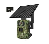WESLNN 4MP 4G 6W Solar Camera Hunting Trail Camera Two Way Audio PIR Sensing Infrared Night Vision Motion Detection Wildlife Cam(Camera 128GB)