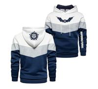 WESLNN Men Hoodies Tracksuit for Supernatural Hooded Outwear Long Sleeve Sweatshirt Graphic Jumpers Tops Hoody Stitching Jackets Active Comfy Coats with Pocket-White||4XL