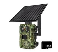 WESLNN Solar Hunting Trail Camera Wildlife Tracking Surveillance Infrared Night Vision Wild Cameras Photo Traps(Camera Add 128GB Card)