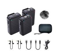 WESLNN Wireless Lavalier Recording Microphone Dual Channel Lapel Mic System With 98ft For Smartphone DSLR Camera DV Vlog Live(1 RX and 2TX)