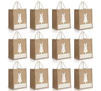 Wesnoy 12 Pack Easter Egg Basket Bags Bunny Rabbit Basket Bags with Handle and Waterproof Lining Reusable Gift Burlap Tote Bag Large for Spring Easter Egg Hunts Decorations Candy Bag