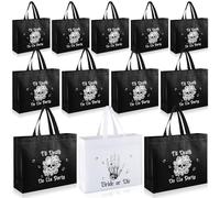 Wesnoy 12 Pcs Bride or Die Bachelorette Gift Bags Till Death Do Us Party | Skeleton Skull Tote with Handle for Bridal Shower Wedding Favors, Till Death Theme Goodie Bags, Black White 11.8x3.9x9.8 in