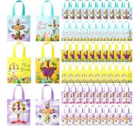 Wesnoy 150 Pcs Easter Gift Bags Bulk He Is Risen Religious Easter Bags with Handles Reusable Non Woven Treat Baskets for Church Goodie Party Supplies