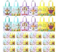 Wesnoy 180 Pcs Easter Gift Bags Bulk He Is Risen Religious Easter Bags with Handles Reusable Non Woven Treat Baskets for Church Goodie Party Supplies