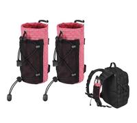 Wesnoy 2 Pcs Water Bottle Holder Pouches with Hook Buckle, Sports Water Bottle Mesh Bag for Backpack Straps for Hiking, Running, Travel, Cycling (Pink)