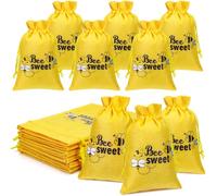 Wesnoy 20 Pcs Bee Burlap Gift Bags with Drawstrings 4 x 6'' Bee Sweet Candy Goodie Bags for Summer Bees Day Party Favor Supplies Kids Birthday Baby Shower Decoration
