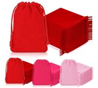 Wesnoy 200 Pieces Christmas Velvet Drawstring Pouch Bulk 2.76 x 3.54 Inches Xmas Small Jewelry Pouch Santa Mini Gift Bags Gift Packaging Wrap Bags for Holiday Wedding New Year Party (Red, Pink,Rose)