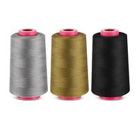 Wesnoy 3 Rolls 1313 Aramid 403 Flame Retardant Thread with High Temperature Resistance of 380 Degrees Meta Aramids Thread Fire Heat Flame Resistant Insulation Sewing 2000 Meters, Black Gray Khaki
