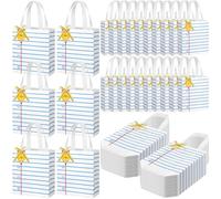 Wesnoy 36 Sets Back to School Gift Bags with Tags Thank You Teacher Appreciation Gifts Bulk Non Woven Reusable Treat Bags for Teacher First Day Back to School Party Favor(Notebook and Pencil)