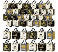 Wesnoy 48 Pcs Graduation Tote Gift Bags Bulk with Handles 2026 Non Woven Congrats Grad Candy Bags Reusable for Gift College High School Graduate Goody Shopping Party Favor, 11.4 x 10.6 x 4.7 Inch