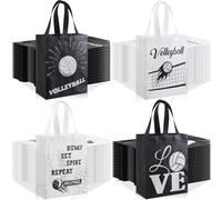 Wesnoy 48 PCS Volleyball Gift Bags Bulk Reusable Non Woven Volleyball Party Favors Tote Treat Candy Bags with Handles for Sports Theme Birthday Party Team 9.84 x 7.87 inch