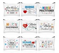 Wesnoy 9 Pcs Nurse Practitioner Gifts Makeup Bag for Women Nursing Canvas Zipper Pouch Np Nurse Appreciation Cosmetic Bag Gifts for Christmas Nurses Practitioner Week Birthday Travel