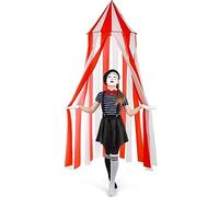 Wesnoy Halloween Carnival Circus Tent, Red and White Indoor Reading Nook Hanging Party Home Decoration Canopy for Outdoor Circus Festive Birthday Candy Theme Favor, 7 x 6 ft