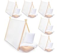 Wesnoy Teepee Tent for Kids with Inflatable Airbed, Fitted Sheet and Pillow Inserts Toddler Play Tent White Washable Foldable for Indoor Outdoor Boys Girls Slumber Party Sleepover Playhouse(4 Sets)