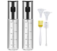 Wesoke 2 Pack Oil Spray Bottle 100ml Sprayer Mister Small Olive Oil Spritzer with 1 OilBrush & 1 Cleaning Brush & 2 Funnels for Kitchen Cooking, BBQ, Salad, Air Fryer, Roasting