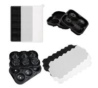 Wesoke 4 Pack Ice Cube Trays Silicone Square Hexagonal Rose Diamond Ice Cube Molds Set Ice Cube Maker with Lid & 2 Funnel for Whiskey Cocktails Chilled Drink, Easy Release & Reusable & BPA Free, Black