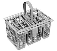 Wesoke Cutlery Cage Dishwasher Basket, Universal Cutlery Basket for Dishwasher with Detachable Handle & 8 Compartment & Folding Cover Compatible with Hotpoint Indesit Whirlpool, Grey