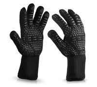 Wesoke Oven Gloves BBQ Grill Glove Grilling Safety Mitts, 1472℉ Extreme Heat Resistant & EN407 Certified, Silicone Fireproof Mittens for Cooking Barbecue Baking Camping Welding Fireplace(1 Pair Black)