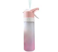 Wesoke Sports Water Bottle with Spray Mist, BPA Free Tritan Plastic Spray Water Bottle, 650ml Misting Drinking Water Bottle Leak-Proof Misting Water Cup for Outdoor Running, Fitness, Cycling, Pink