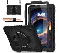 WESOROL Case for Galaxy Tab A11 Plus/A9 Plus 11 Inch,Heavy Duty Shockproof Cover for Samsung Tablet A11+/A9+ Case with Screen Protector 360 Rotating Stand & Hand Strap Shoulder Strap,Black