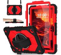 WESOROL Case for Galaxy Tab A11 Plus/A9 Plus 11 Inch,Heavy Duty Shockproof Cover for Samsung Tablet A11+/A9+ Case with Screen Protector 360 Rotating Stand & Hand Strap Shoulder Strap,Black Red
