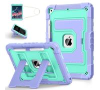 WESOROL CASE for iPad 9th Generation 2021/ iPad 8th Generation 2020/ iPad 7th Generation 2019,Kids Friendly iPad Case 9/8/7th Gen with Pencil Holder,Shockproof Cover for i Pad 10.2 Inch,Purple Green