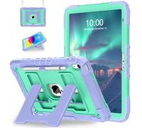 WESOROL Case for iPad A16 11th/10th Generation 2025/2022 with Pencil Holder Shoulder Strap iPad Case 10th Generation Shockproof Cover for iPad 11th/10th Gen Cases,Purple Green