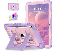 WESOROL Case for iPad A16 11th/10th Generation 2025/2022 with Pencil Holder Shoulder Strap iPad Case 10th Generation Shockproof Cover for iPad 11th/10th Gen Cases Kids,Purple Rose