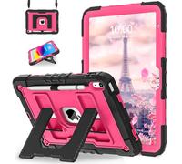 WESOROL Case for iPad A16 11th Generation 11 Inch (2025) iPad 10th Generation 10.9 Inch (2022),i Pad A16 Case Military Grade Shockproof Cases with Pencil Holder Shoulder Strap,Black Pink