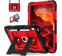WESOROL Case for iPad A16 11th Generation 11 Inch (2025) iPad 10th Generation 10.9 Inch (2022), Kids i Pad A16 Case Military Grade Shockproof Cases with Pencil Holder Shoulder Strap,Black Red