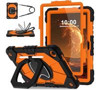 WESOROL Case for Samsung Galaxy Tab A11 Plus Galaxy Tab A9 Plus 11 Inch,Shockproof Cover for Samsung Tablet A11+/A9+ Case with Screen Protector 360 Rotating Stand Pencil Holder,Black Orange