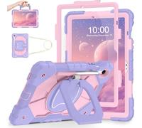 WESOROL Case for Samsung Galaxy Tab S10 FE/S9 FE 10.9 Inch Galaxy Tab S9 11 Inch,Full-Body Drop Protection Samsung S9 FE Kids Tablet Case with Screen Protector Rotating Stand Pencil Holder,Purple Rose