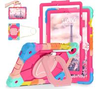 WESOROL Case for Samsung Galaxy Tab S10 Lite/S10 FE/S9 FE 10.9 Inch Galaxy Tab S9 11 Inch,Shockproof Cover for Samsung S9 FE Tablet Case with Screen Protector Rotate Stand Pen Holder,Colorful Pink