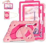 WESOROL Case for Samsung Galaxy Tab S10 Lite/S10 FE/S9 FE 10.9 Inch Galaxy Tab S9 11 Inch,Shockproof Cover for Samsung S9 FE Tablet Case with Screen Protector Rotate Stand Pen Holder,Rose Gold Pink