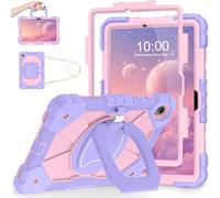 WESOROL Case for Samsung Galaxy Tab S11 5G 11 Inch 2025 SM-X730/X736B, Shockproof Cover for tab S11 with Screen Protector Rotate Stand Pen Holder,Purple Rose