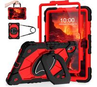 WESOROL Case for Samsung Galaxy Tab S11 5G 11 Inch 2025 SM-X730/X736B, Shockproof Cover for tab S11 with Screen Protector Rotate Stand Pen Holder,Black Red